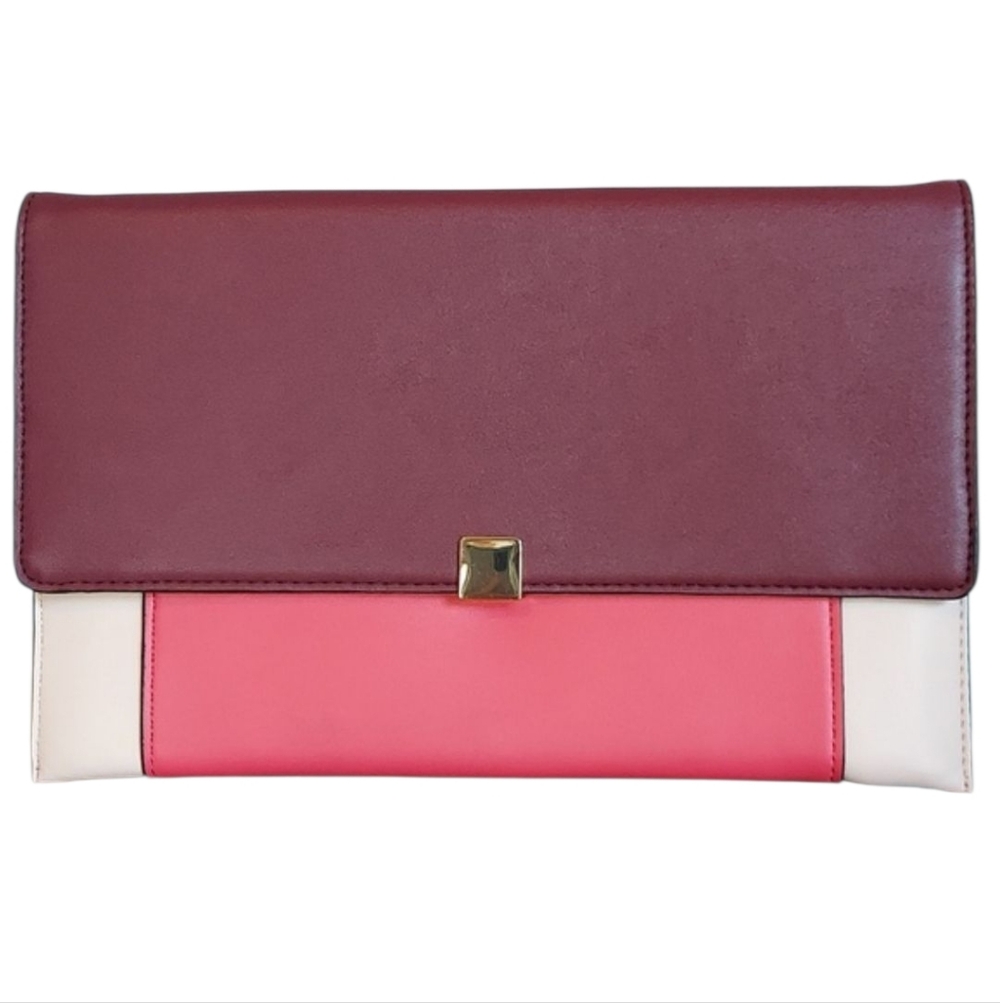A New Day Soft Beautiful Colorblock Clutch Purse, Multiple Pockets, Like New